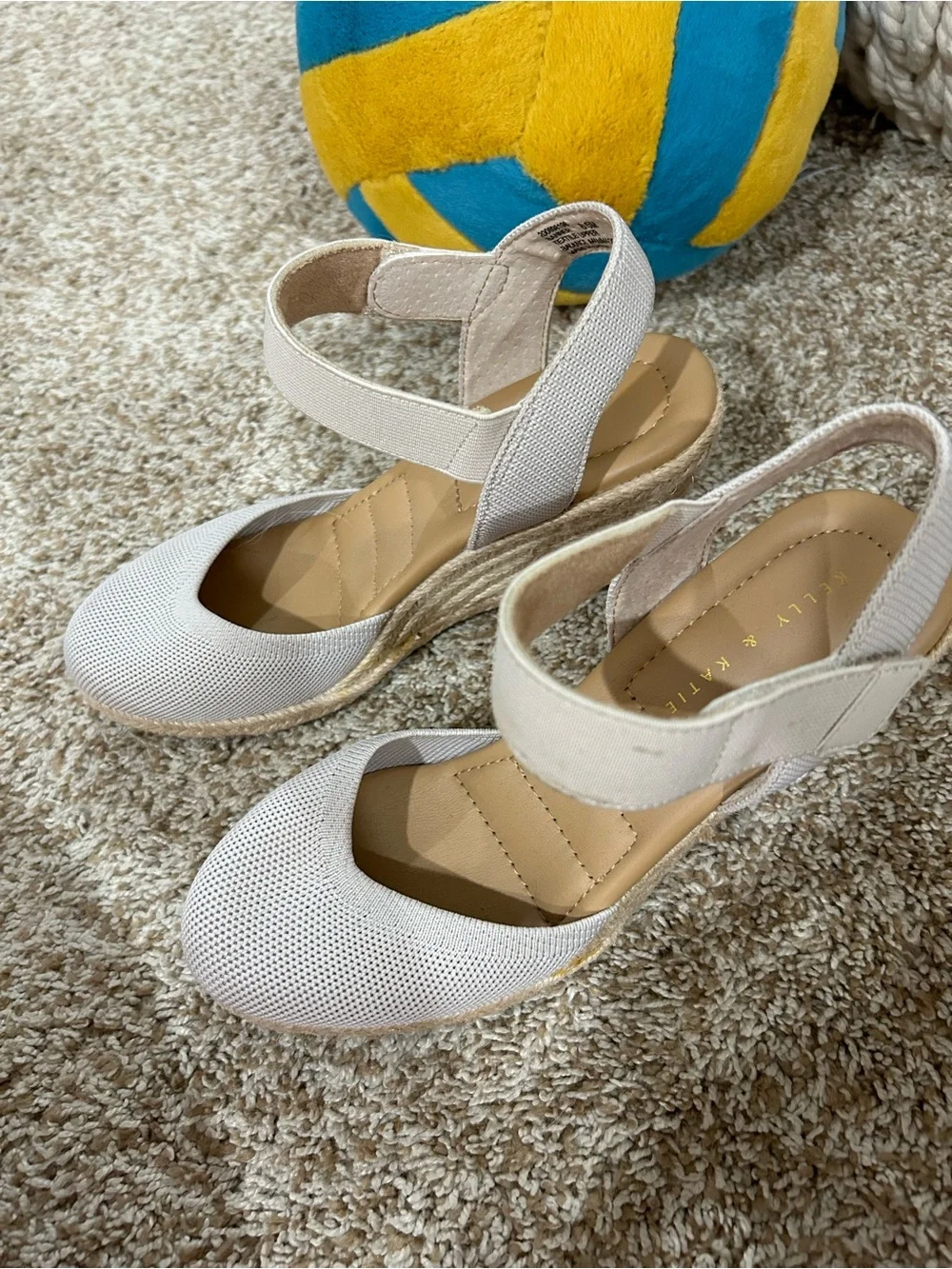 Kelly & Katie Neutral Beige Espadrille Wedge Sandals